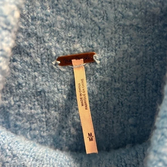 Free People Women's Stormy Cowl Neck Pullover, Size M, Blue - Picture 9 of 10